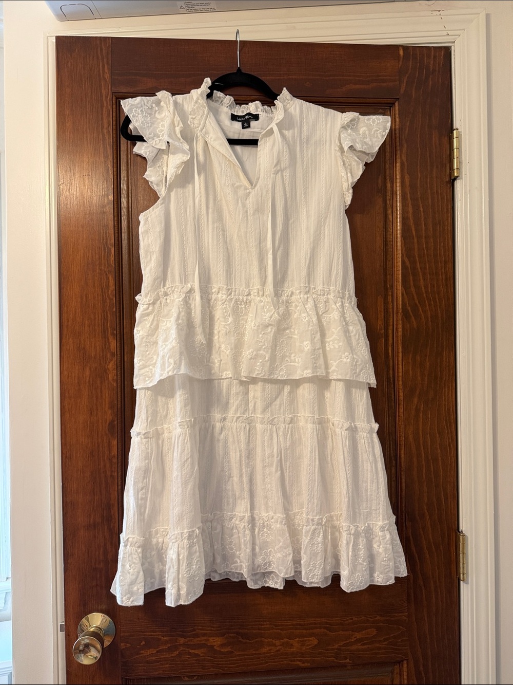 Lea & Viola White Eyelet Ruffle Blouse
